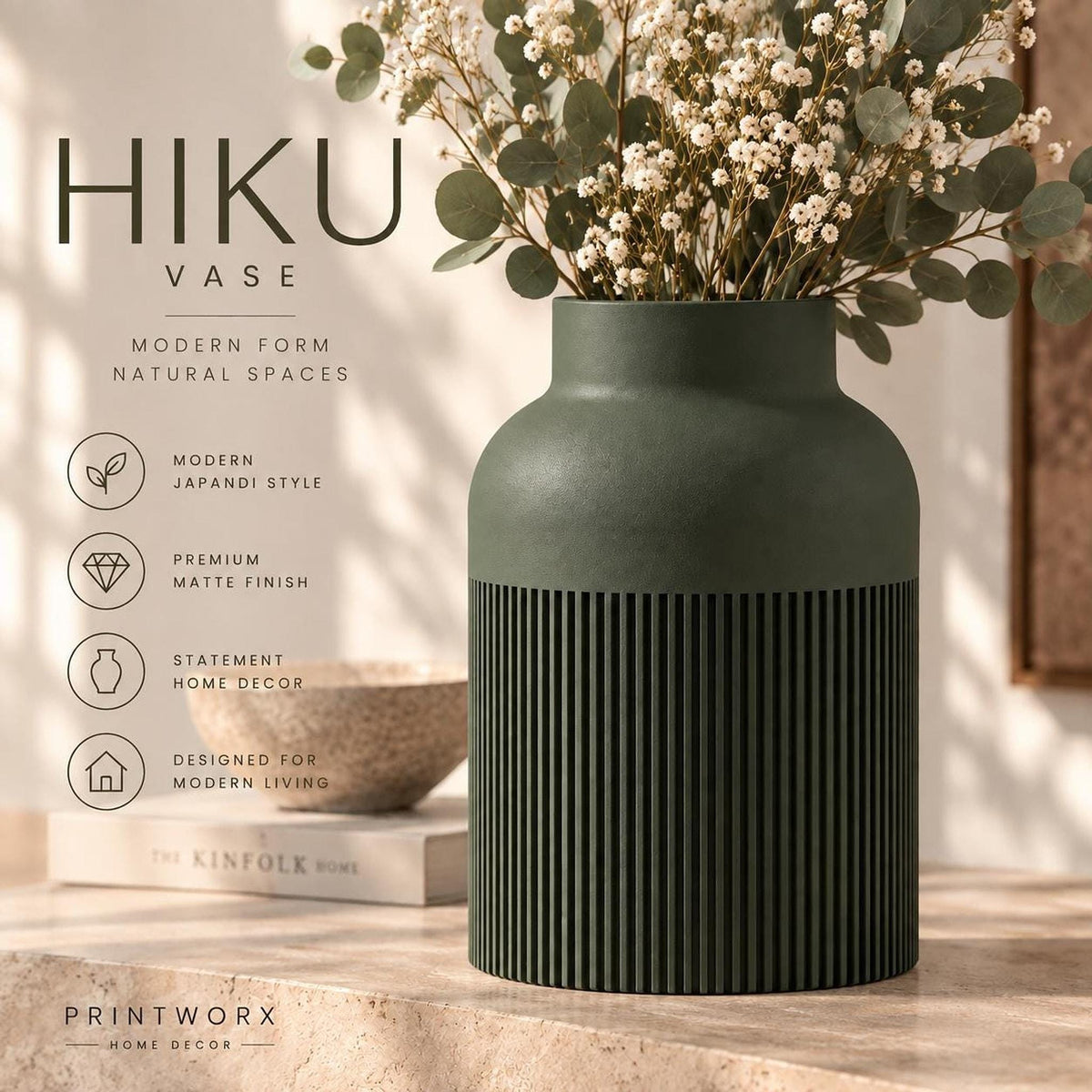 HIKU Ribbed Japandi Vase