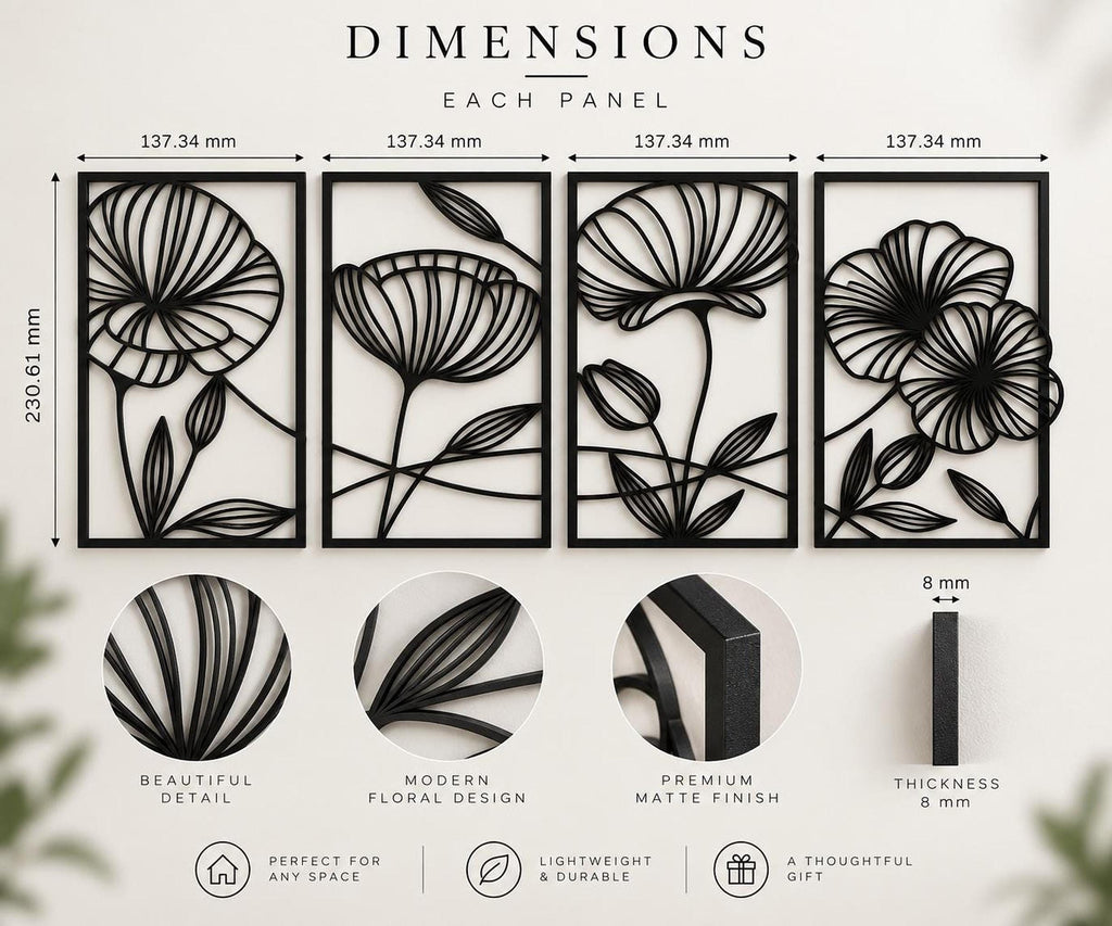 FLORA Botanical Wall Art – Set of 4