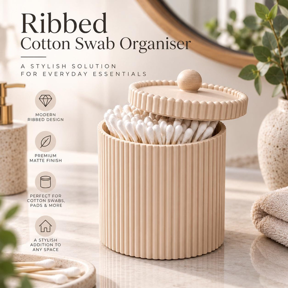 Japandi Cotton Bud Holder