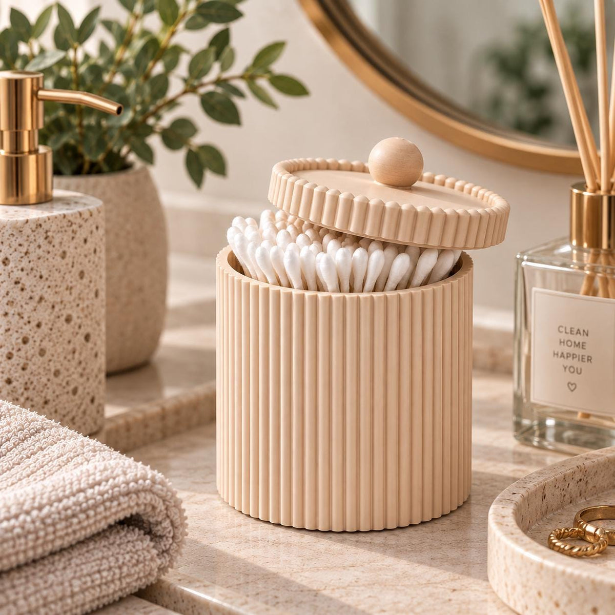 Japandi Cotton Bud Holder
