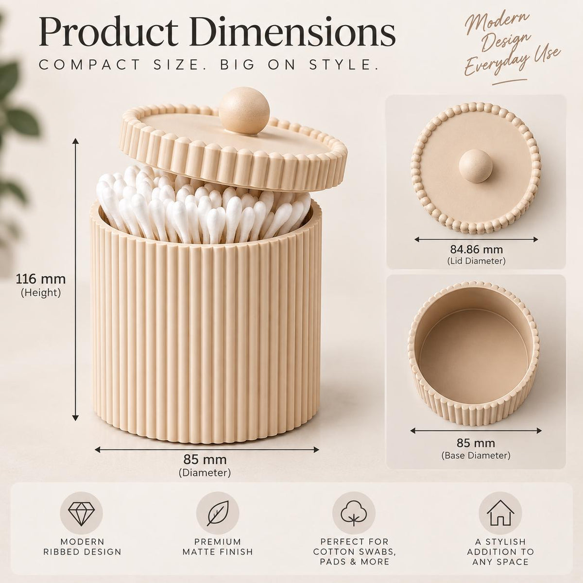 Japandi Cotton Bud Holder