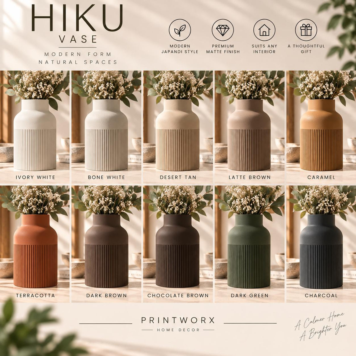 HIKU Ribbed Japandi Vase