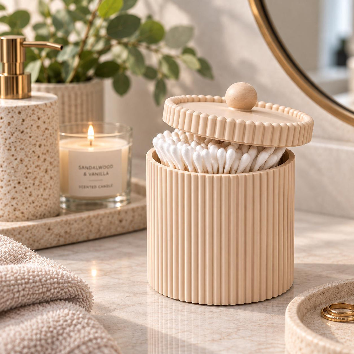 Japandi Cotton Bud Holder